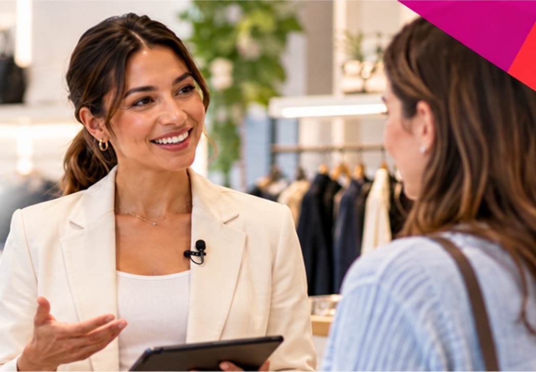 Retail employee speaking with a customer